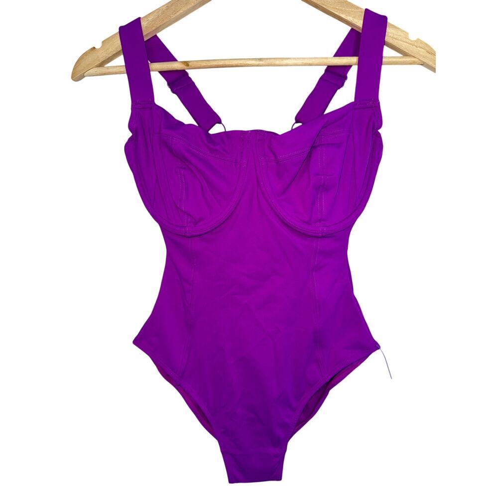 TA3 Lifty Orchid Purple Lace-Up Back One Piece Swimsuit Womens Size XS Short F/G